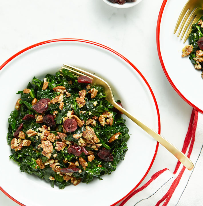 Kale salad with pecans and craisins